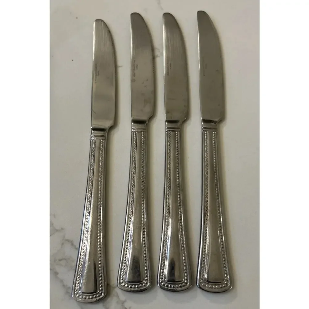 INTERNATIONAL PRECISION BEADED STAINLESS Steel‎ DINNER KNIVES 9 1/8